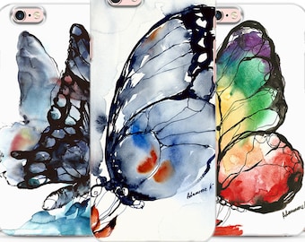 Butterfly phone Case - iPhone 15, iPhone 14 Watercolor Painting Design Phone Rainbow Art Samsung Galaxy S22