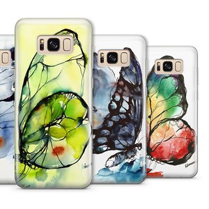 May include: Five different phone cases with watercolor butterfly designs. Each case features a different color butterfly with a black outline.