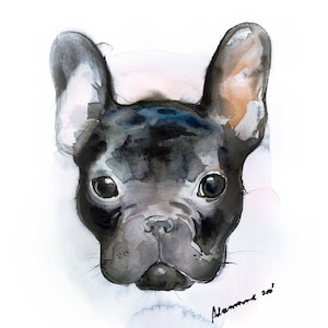 Angebot!!! Preis - 50 Euro (bisher 100,00) Französische Bulldogge Gemälde - Aquarell Hundezeichnung - Tierportrait