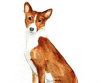 Basenji art - dog portrait painting - unique gift for dog lover