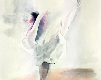 Ballerina Painting - Original Watercolor Art of a Ballet Dancer