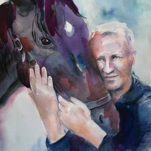 Custom horse portrait from photo - pet watercolor - unique horse themed gift