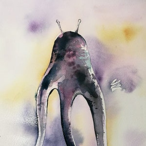Arte ciberpunk: pintura original de acuarela de ciencia ficción, decoración de pared para el hogar o la oficina.