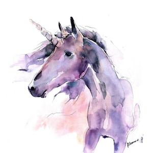 Unicorn png printable file - downloadable watercolor painting - high resolution digital jpg file. Instant download