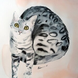 Regalo di condoglianze per animali domestici - Ritratto di gatto personalizzato - dipinto ad acquerello. Regalo commemorativo per animali domestici