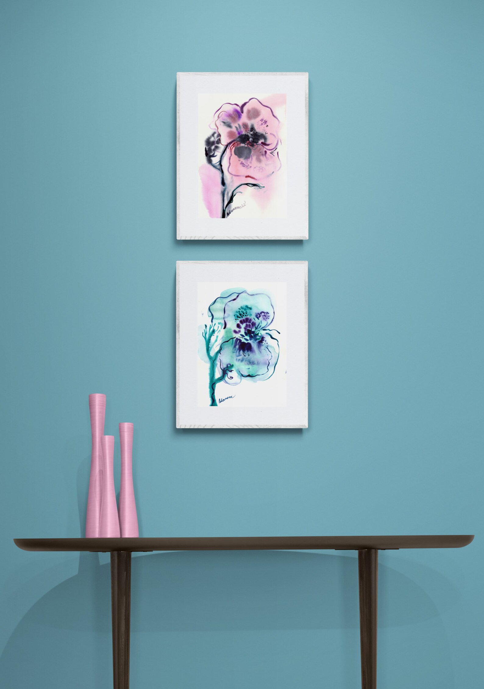 Designer Wall Art Original Abstract Watercolor Painting of a - Etsy