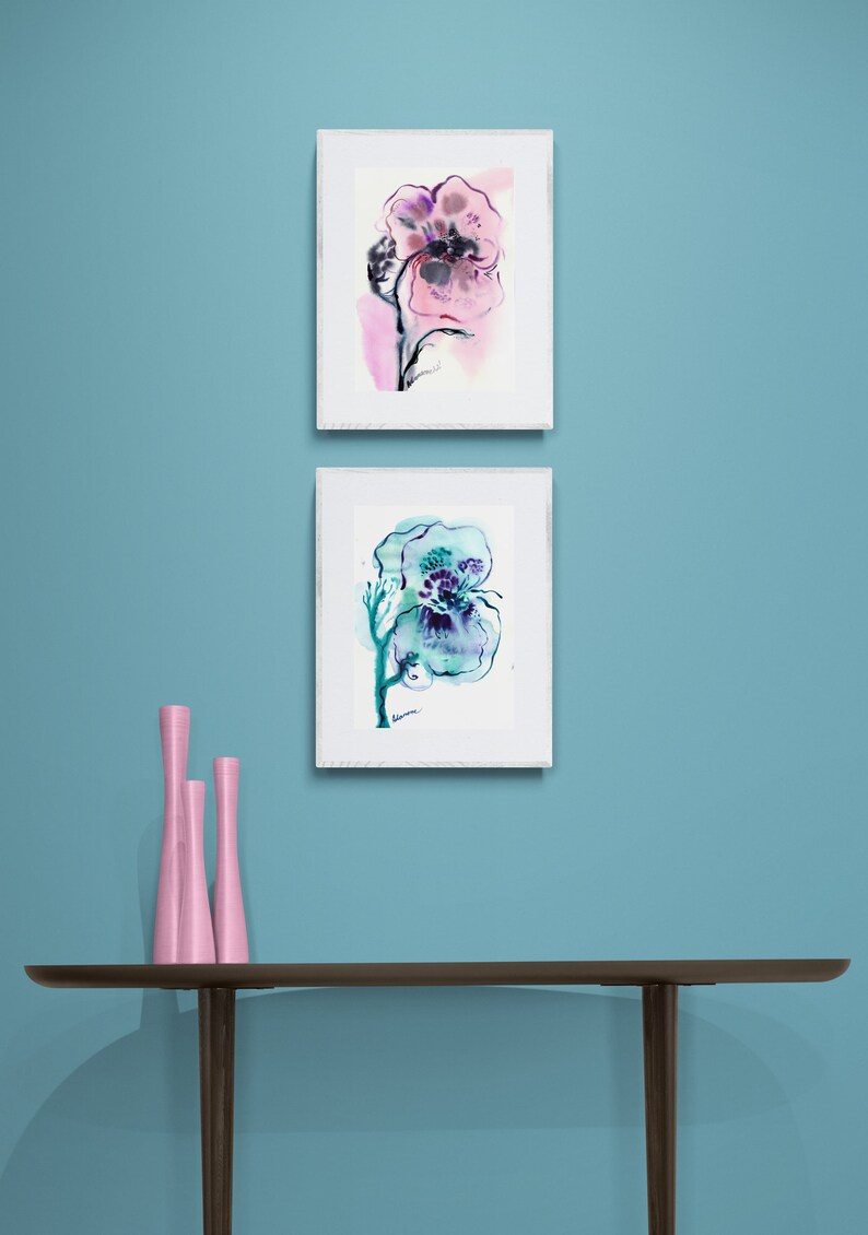 Designer Wall Art Original Abstract Watercolor Painting of a Etsy