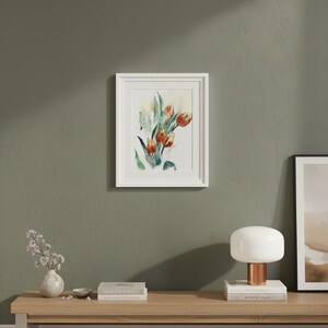 Flores de acuarela - pintura original en acuarela de tulipanes imagen 2