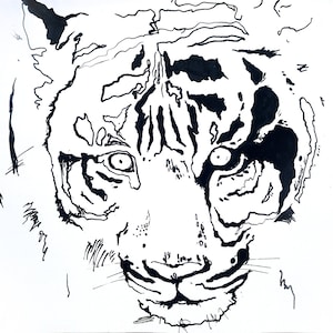 Sale!!! Price - 50 euros (was 80.00) Tiger Illustration - Original Marker and Ink Art A3 - 11x16