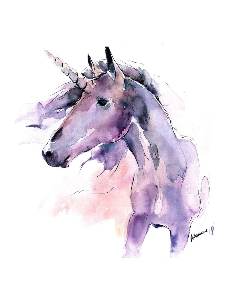 Unicorn Png Printable File Downloadable Watercolor Painting - Etsy