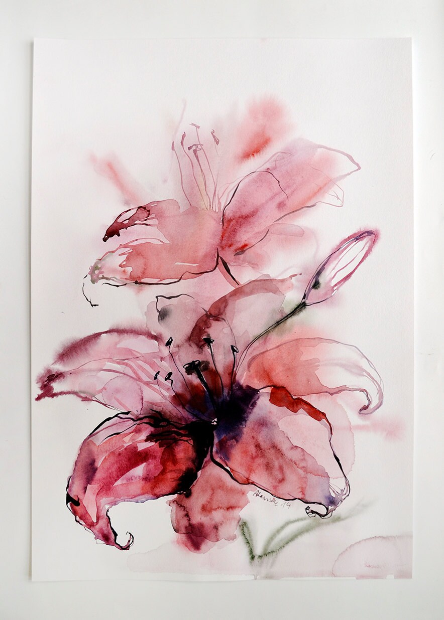 絵画　インテリア　絵　油絵　uF6-112402　花（ゆり） メルカリ 絵画 絵 油絵 uF6-112402 花（ゆり）（メルカリ 油絵