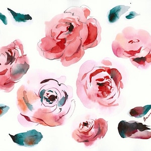 Water Color Flowers - Floral Painting - Original Watercolor Wall Art for Bedroom or Living Room