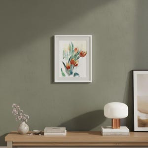 Flores de acuarela - pintura original en acuarela de tulipanes imagen 8