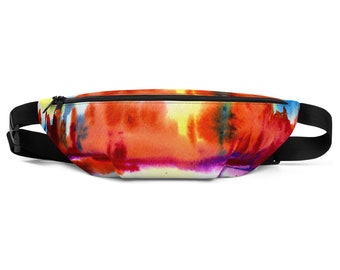 Designer Fanny Pack - Colorful Hip Bag - Artistic Watercolor Unique Waist Bags