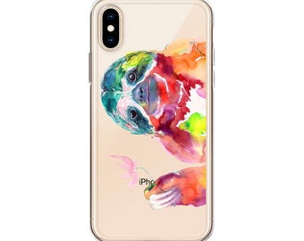 Sloth iPhone 14 Clear Case - Transparent Rubber cover. Unique Personalized Gift