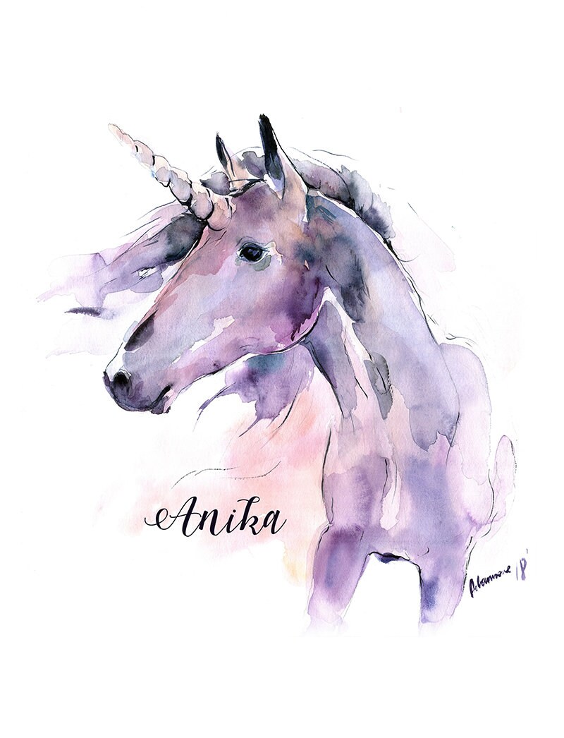 Unicorn png printable file downloadable watercolor painting | Etsy