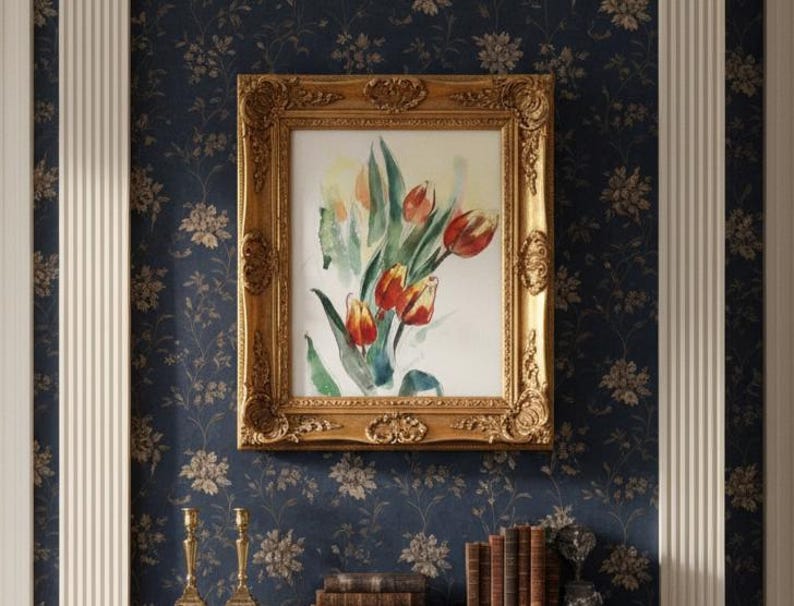 Flores de acuarela - pintura original en acuarela de tulipanes imagen 3