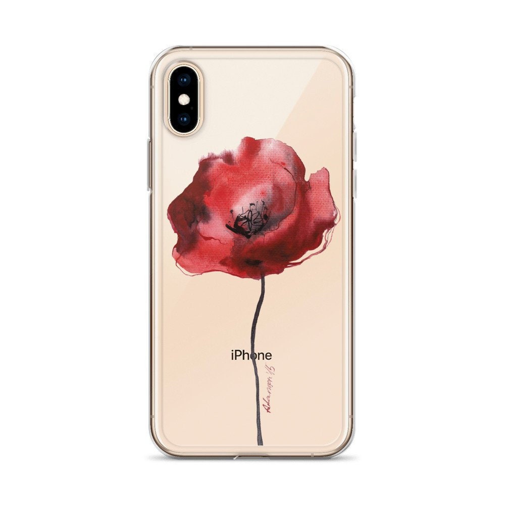 Poppy iPhone14 Case, Personalized Clear Case - Transparent Samsung or Phone Cover