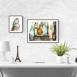 Bouteilles de nature morte art imprimable peinture à laquarelle aquarelle de fichier jpg numérique haute résolution image 8