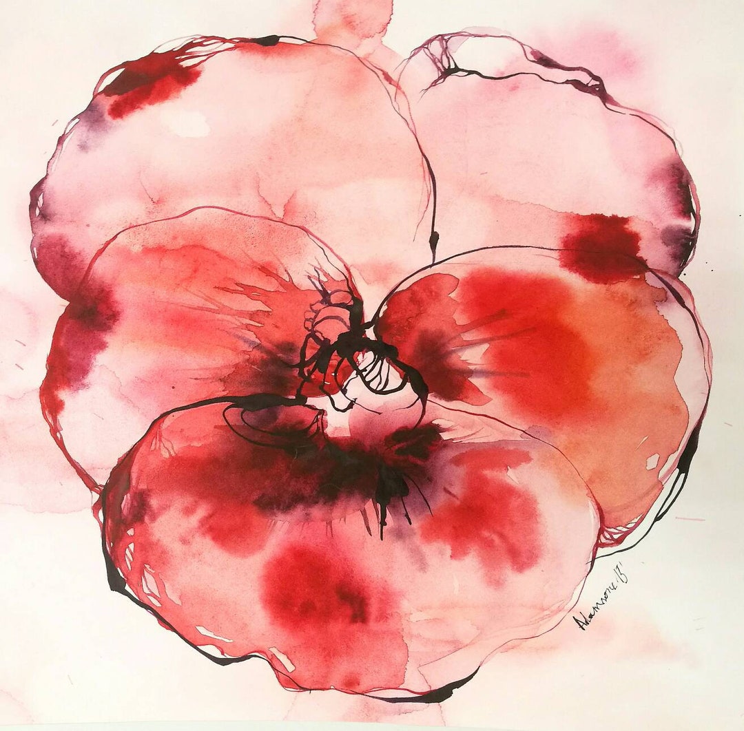 Flower Head Art Minimalist Square Painting Original. Contemporary