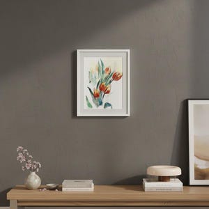 Flores de acuarela - pintura original en acuarela de tulipanes imagen 5