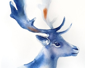Original Deer Watercolor Painting – Wildlife Wall Art (11x16 in)