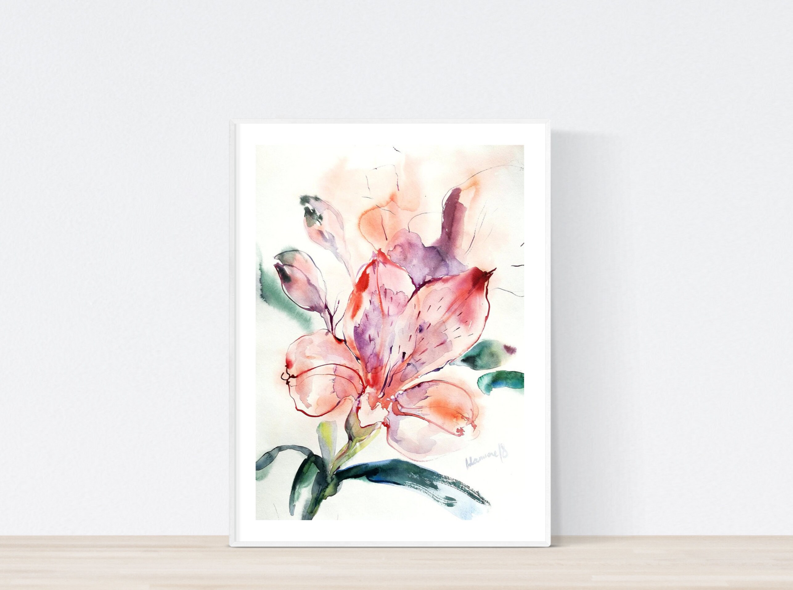 Flower Abstract Painting Original Watercolor. Pink Floral - Etsy