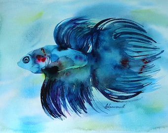 Underwater painting - fish artwork - fish wall art for hotel, office or home