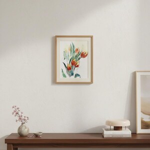 Flores de acuarela - pintura original en acuarela de tulipanes imagen 7