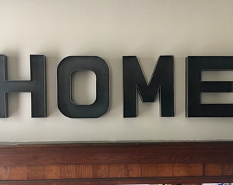 Handmade Metal HOME Sign-Metal HOME Letters-Industrial Metal Home Sign-Rustic Home Sign, Rustic Farmhouse Home Decor-Home Wall Decor