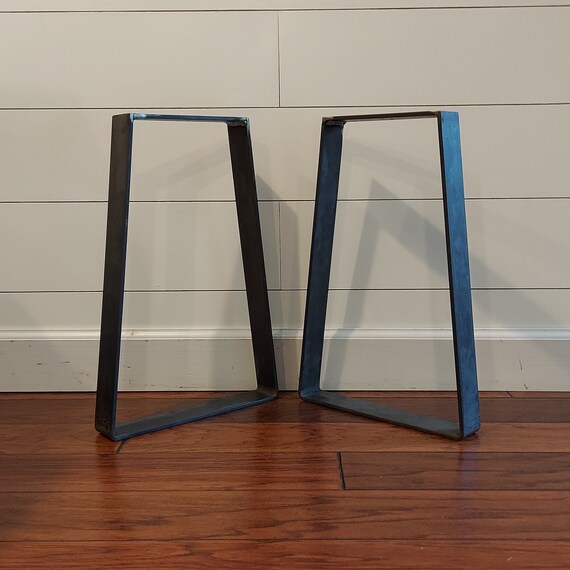 Set of 2 Raw Metal Trapezoid Table Legs 2 Flat Iron DIY Etsy