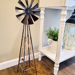 Metal Windmill Tower-Handmade Free Standing Windmill Tower-Rustic to Modern Farmhouse Decor-Tall Standing Ornamental Windmill Home Decor