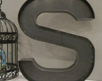 CUSTOM 12" Metal Letter S-Block Font Metal Letters A to Z Available-Industrial 12" Metal Letters for Home Business or Wedding-Wall or Shelf