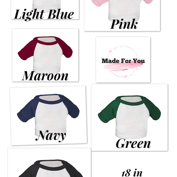 BLANK 18 inch doll Baseball Shirt