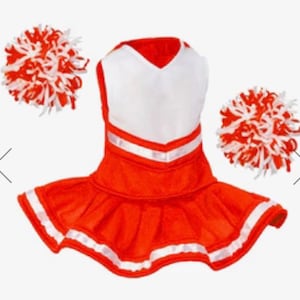 RED Cheerleader outfit,  18 inch doll cheer outfit, can be personalized with name or logo