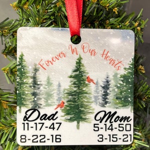 Forever In Our Hearts Cardinal, Ornament, Personalized with name and date,Heaven, Memorial Gift