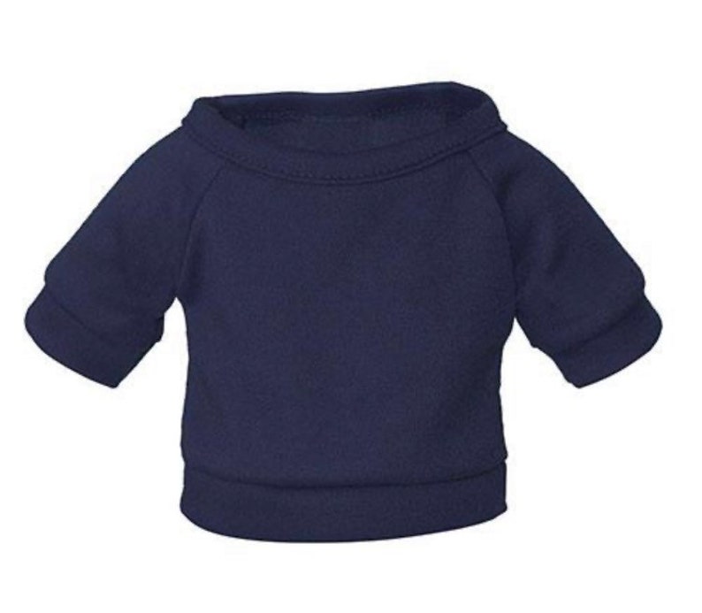 May include: A navy blue short-sleeved sweater for a pet.