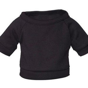 May include: A black short-sleeved dog sweater with a crew neck.