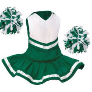 GREEN Cheerleader outfit,  18 inch doll cheer outfit, can be personalized with name or logo