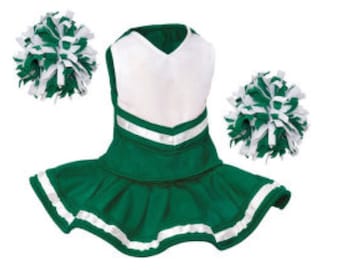 GREEN Cheerleader outfit,  18 inch doll cheer outfit, can be personalized with name or logo