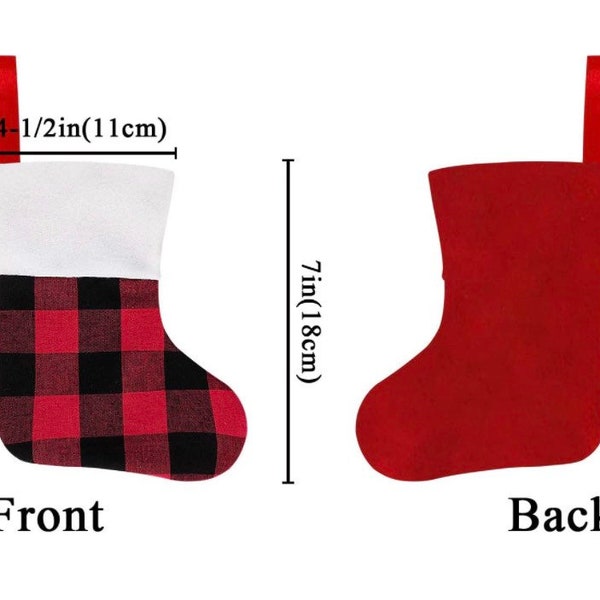 Mini Christmas Stocking Personalized with name, Buffalo Plaid Christmas