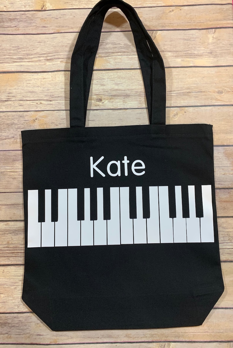 Personalized Piano Tote Bag Black