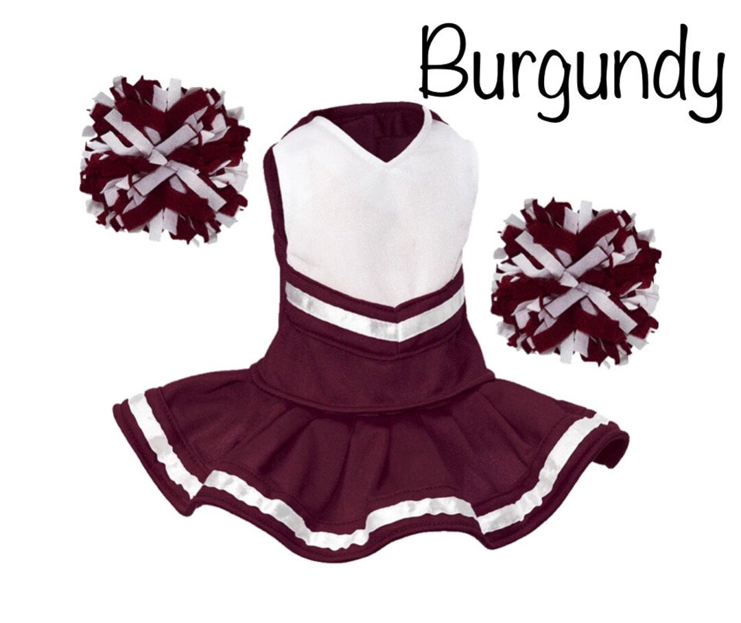 BURGUNDY Cheerleader Outfit, 18 Inch Doll Cheer Outfit, Can Be