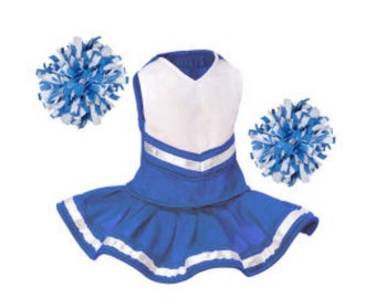 Royal Blue Cheerleader outfit,  18 inch doll cheer outfit, can be personalized with name or logo