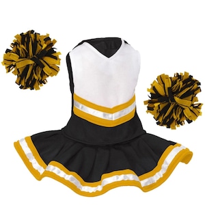 BLACK & GOLD Cheerleader outfit,  18 inch doll cheer outfit, can be personalized with name or logo