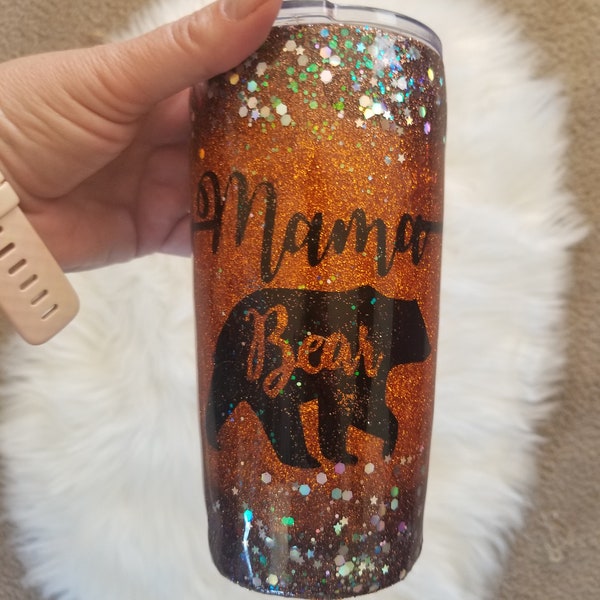 Glitter Tumbler Mama Bear