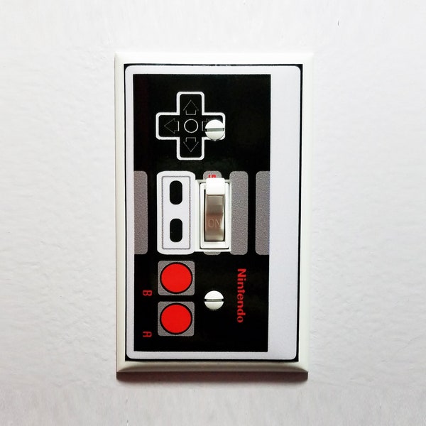 Placa de interruptor de Nintendo Controller - Cubierta de placa de pared - gag gag de videojuegos de una sola salida pandilla mancave luz alternar habitación de los niños del dormitorio