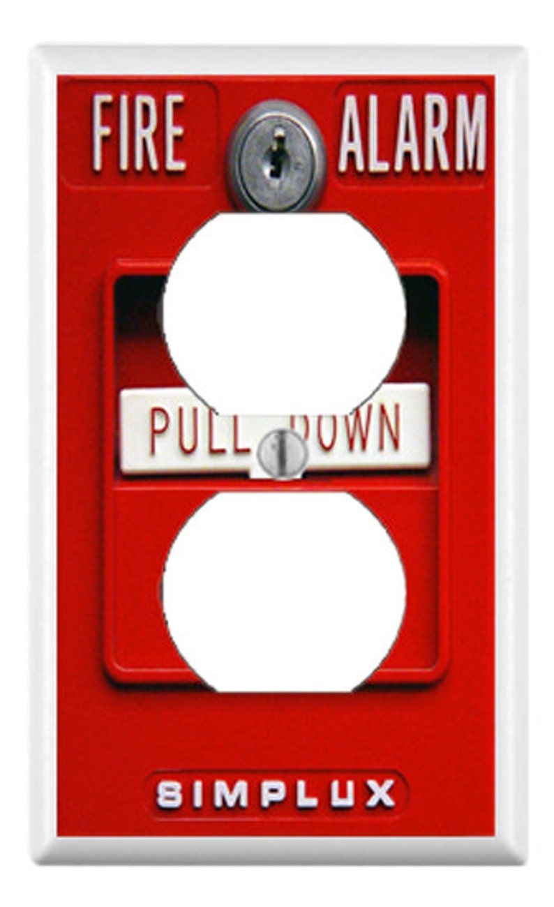 FIRE ALARM Switch Plate Wall Plate Cover mancave gag gift