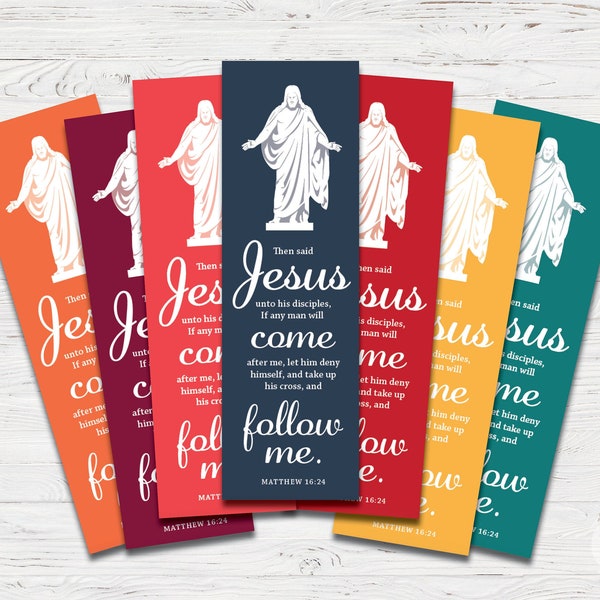 Come Follow Me bookmarks, Digital File, Christus, Jesus Christ, LDS art, instant download, multiple colors