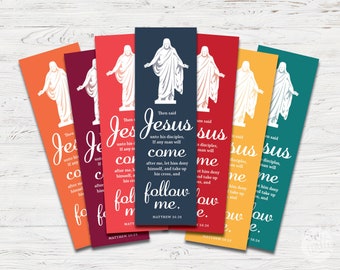 Come Follow Me bookmarks, Digital File, Christus, Jesus Christ, LDS art, instant download, multiple colors